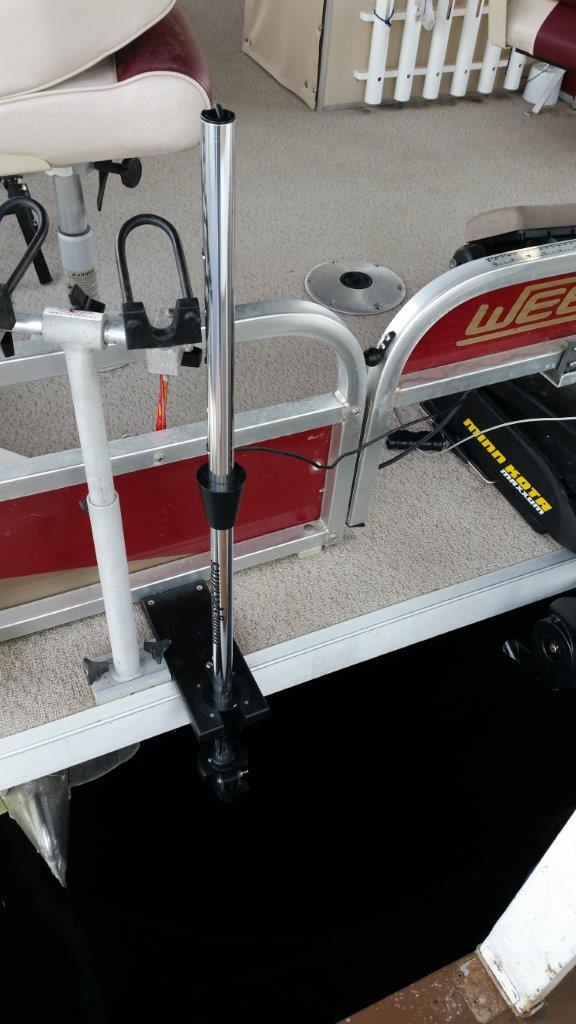 Pontoon Boat Transducer Downrod System Mounting onto the deck